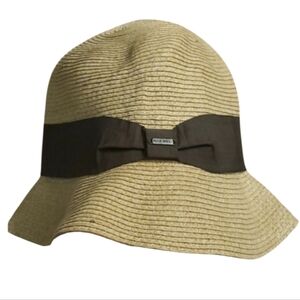 Nine West Womans Tan Packable Sun Hat With Grosgrain Bow